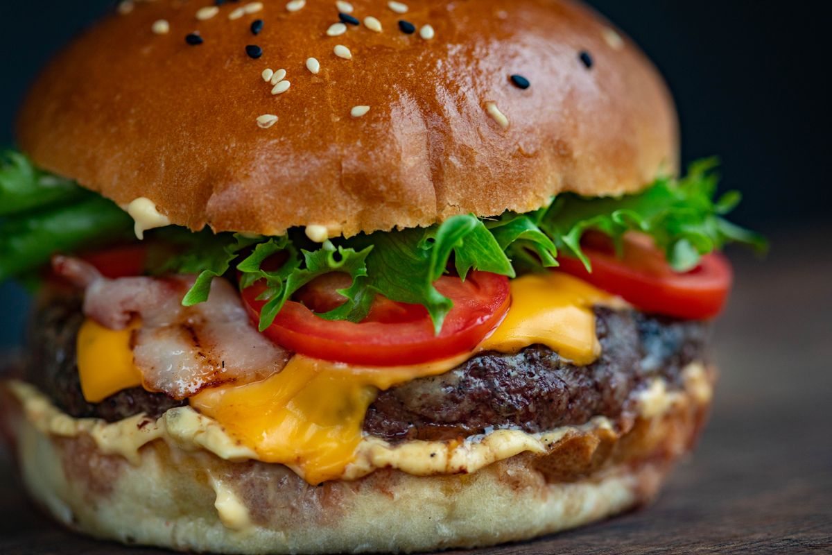 A restaurant order of burger and chips